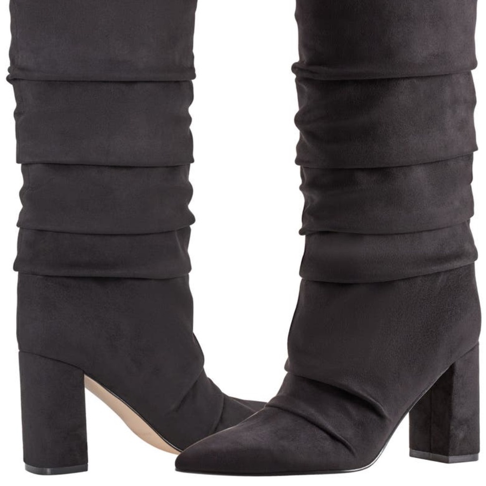 Marc Fisher Pointed Toe Knee High Boot Womens Black 10M
